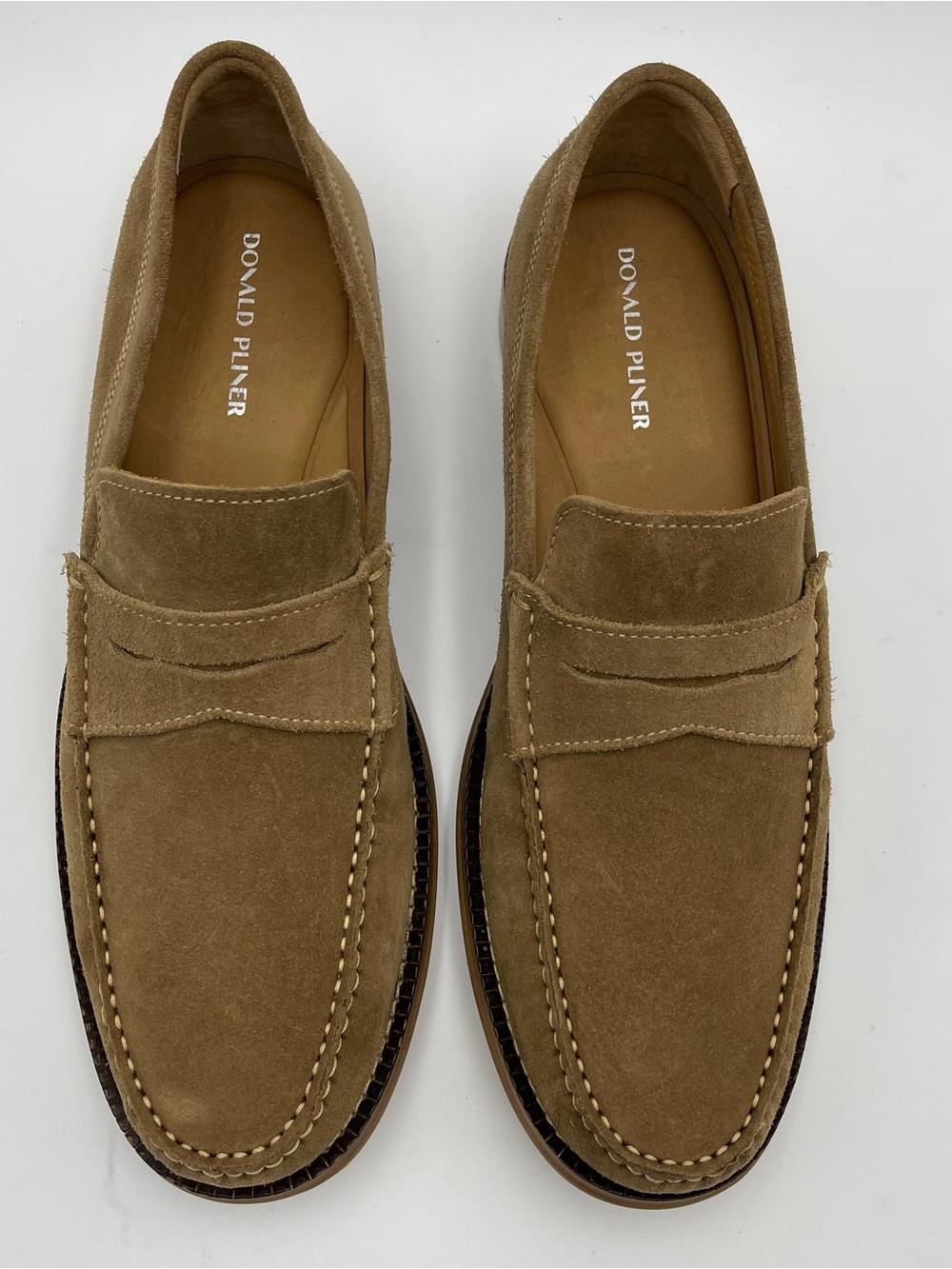 Donald Pliner Men SZ 11M Miles Dark Taupe/Tobacco Suede Loafers Shoes MSRP $285